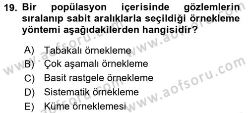 Veri Analizi Ve Değerlendirme Dersi 2023 - 2024 Yılı (Vize) Ara Sınav Soruları 19. Soru