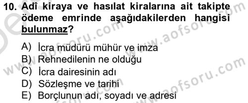 Hukuk Dili Ve Adli Yazışmalar Dersi 2014 - 2015 Yılı Tek Ders Sınav Soruları 10. Soru