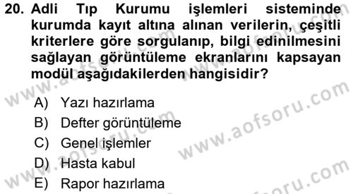 Ulusal Yargı Ağı Projesi 2 Dersi 2015 - 2016 Yılı Tek Ders Sınav Soruları 20. Soru