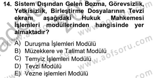 Ulusal Yargı Ağı Projesi 2 Dersi 2012 - 2013 Yılı (Vize) Ara Sınav Soruları 14. Soru