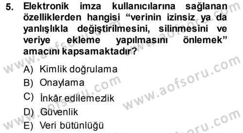 Büro Teknolojileri Dersi 2014 - 2015 Yılı Tek Ders Sınav Soruları 5. Soru