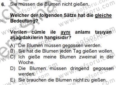 Almanca 3 Dersi 2013 - 2014 Yılı Tek Ders Sınav Soruları 6. Soru