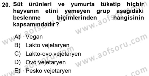Yemek Sosyolojisi Dersi 2023 - 2024 Yılı (Final) Dönem Sonu Sınav Soruları 20. Soru
