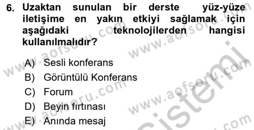 Büro Teknolojileri Dersi 2018 - 2019 Yılı Yaz Okulu Sınav Soruları 6. Soru