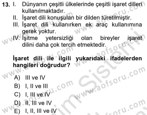 Özel Gereksinimli Bireyler İçin Afet ve Acil Durum Yönetimi Dersi 2024 - 2025 Yılı (Final) Dönem Sonu Sınav Soruları 13. Soru