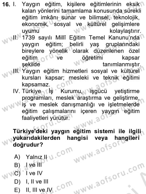 Göç Ve Göçmen Sorunları Dersi 2024 - 2025 Yılı (Vize) Ara Sınav Soruları 16. Soru