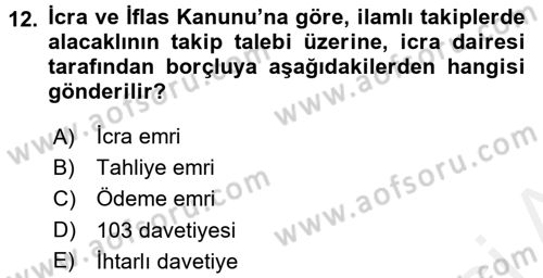 Hukuk Dili Ve Adli Yazışmalar Dersi 2017 - 2018 Yılı 3 Ders Sınav Soruları 12. Soru