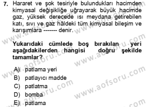 Kbrn Savunma Ve Güvenlik Dersi 2018 - 2019 Yılı 3 Ders Sınav Soruları 7. Soru