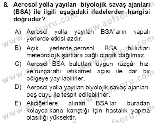 Kbrn Savunma Ve Güvenlik Dersi 2023 - 2024 Yılı (Vize) Ara Sınav Soruları 8. Soru