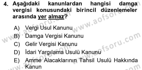 Damga Vergisi Ve Harçlar Bilgisi Dersi 2016 - 2017 Yılı (Final) Dönem Sonu Sınav Soruları 4. Soru