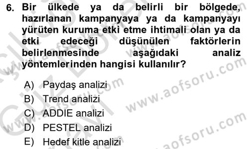 Acil Durum ve Afet Farkındalık Eğitimi Dersi 2019 - 2020 Yılı (Vize) Ara Sınav Soruları 6. Soru
