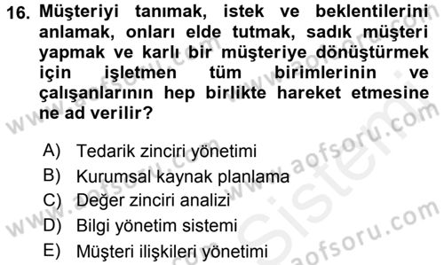 Büro Teknolojileri Dersi 2017 - 2018 Yılı 3 Ders Sınav Soruları 16. Soru