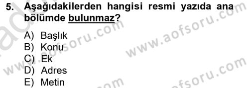Hukuk Dili Ve Adli Yazışmalar Dersi 2014 - 2015 Yılı Tek Ders Sınav Soruları 5. Soru