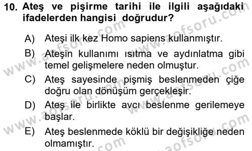 Gastronomi Tarihi Dersi 2017 - 2018 Yılı (Vize) Ara Sınav Soruları 10. Soru