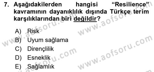 Sürdürülebilir Kentsel Dayanıklılık Dersi 2023 - 2024 Yılı (Vize) Ara Sınav Soruları 7. Soru