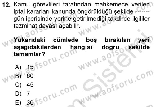 Temel Kalem Mevzuatı Bilgisi Dersi 2023 - 2024 Yılı (Final) Dönem Sonu Sınav Soruları 12. Soru
