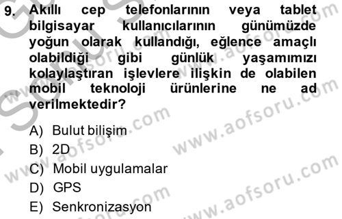 Büro Teknolojileri Dersi 2014 - 2015 Yılı (Final) Dönem Sonu Sınav Soruları 9. Soru