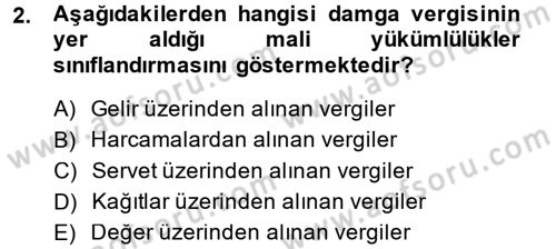 Damga Vergisi Ve Harçlar Bilgisi Dersi 2013 - 2014 Yılı (Vize) Ara Sınav Soruları 2. Soru