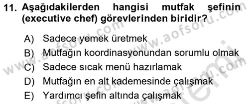 Yemek Sosyolojisi Dersi 2021 - 2022 Yılı (Final) Dönem Sonu Sınav Soruları 11. Soru