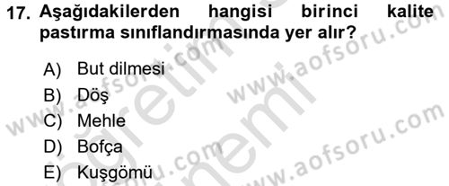 Temel Mutfak Teknikleri Dersi 2017 - 2018 Yılı (Vize) Ara Sınav Soruları 17. Soru