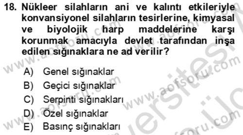 Kbrn Savunma Ve Güvenlik Dersi 2018 - 2019 Yılı 3 Ders Sınav Soruları 18. Soru