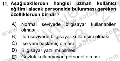 Mesleki Bilgisayar Ve Uyap Dersi 2023 - 2024 Yılı (Vize) Ara Sınav Soruları 11. Soru