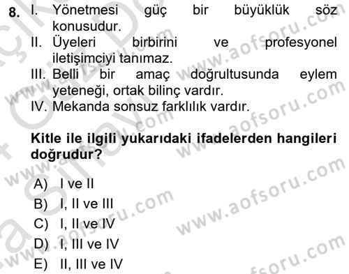 Gastronomi Ve Medya Dersi 2023 - 2024 Yılı (Vize) Ara Sınav Soruları 8. Soru
