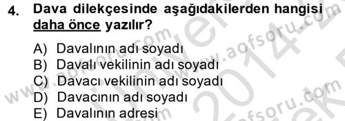 Hukuk Dili Ve Adli Yazışmalar Dersi 2014 - 2015 Yılı Tek Ders Sınav Soruları 4. Soru