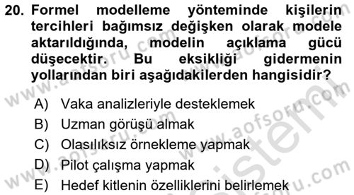 Uluslararası İlişkilerde Araştırma Yöntemleri Dersi 2024 - 2025 Yılı (Final) Dönem Sonu Sınav Soruları 20. Soru