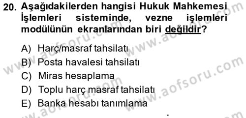 Ulusal Yargı Ağı Projesi 2 Dersi 2013 - 2014 Yılı (Vize) Ara Sınav Soruları 20. Soru