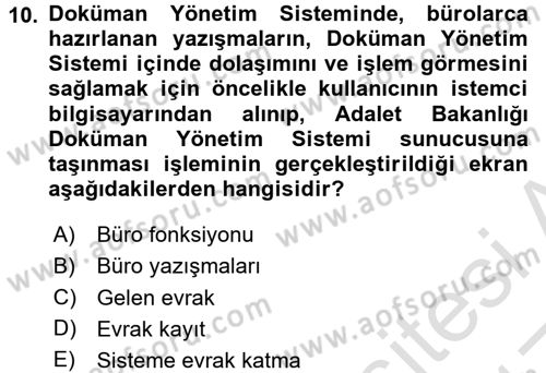 Ulusal Yargı Ağı Projesi 1 Dersi 2016 - 2017 Yılı (Vize) Ara Sınav Soruları 10. Soru