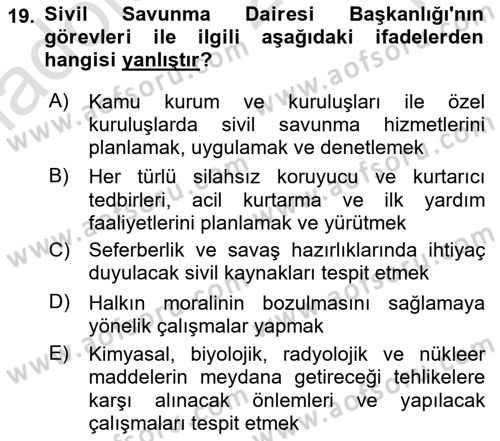 Kbrn Savunma Ve Güvenlik Dersi 2022 - 2023 Yılı Yaz Okulu Sınav Soruları 19. Soru