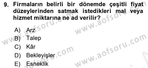 Afet Ekonomisi Ve Sigortacılığı Dersi 2018 - 2019 Yılı (Vize) Ara Sınav Soruları 9. Soru