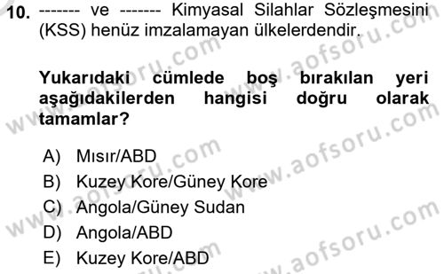 Kbrn Savunma Ve Güvenlik Dersi 2024 - 2025 Yılı Yaz Okulu Sınav Soruları 10. Soru