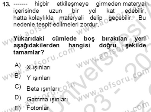 Kbrn Savunma Ve Güvenlik Dersi 2023 - 2024 Yılı Yaz Okulu Sınav Soruları 13. Soru