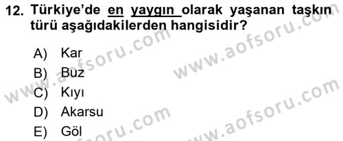 Arama Kurtarma Bilgisi ve Etik Değerler Dersi 2018 - 2019 Yılı (Final) Dönem Sonu Sınav Soruları 12. Soru