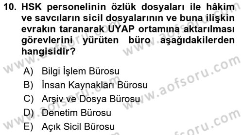 Ulusal Yargı Ağı Projesi 1 Dersi 2018 - 2019 Yılı (Final) Dönem Sonu Sınav Soruları 10. Soru