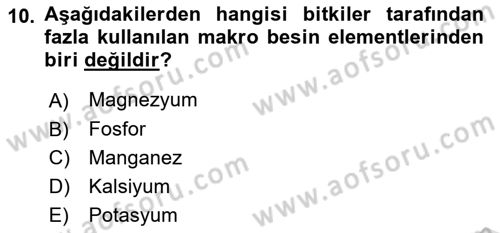 Gıda Coğrafyası Dersi 2022 - 2023 Yılı (Vize) Ara Sınav Soruları 10. Soru