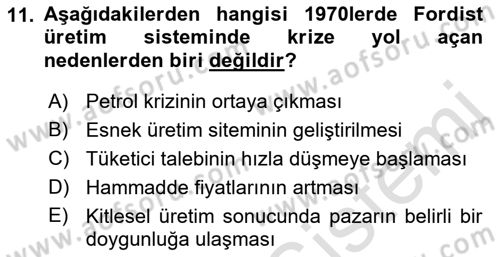 Kent, Planlama ve Afet Risk Yönetimi Dersi 2019 - 2020 Yılı (Final) Dönem Sonu Sınav Soruları 11. Soru