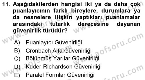Sosyal Bilimlerde Araştırma Yöntemleri Dersi 2023 - 2024 Yılı (Final) Dönem Sonu Sınav Soruları 11. Soru
