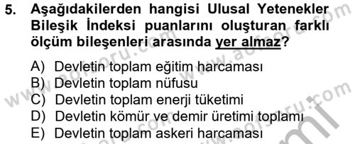 Uluslararası İlişkilerde Araştırma Yöntemleri Dersi 2012 - 2013 Yılı (Vize) Ara Sınav Soruları 5. Soru