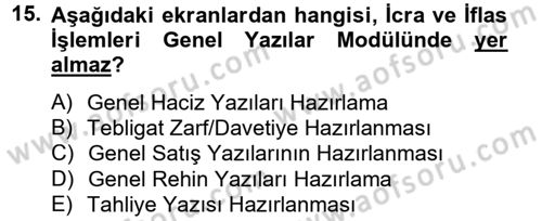 Ulusal Yargı Ağı Projesi 2 Dersi 2013 - 2014 Yılı Tek Ders Sınav Soruları 15. Soru