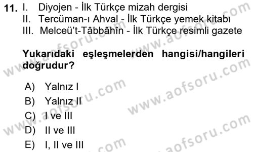 Gastronomi Ve Medya Dersi 2023 - 2024 Yılı (Vize) Ara Sınav Soruları 11. Soru