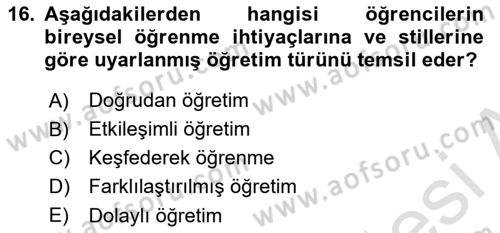 Acil Durum ve Afet Farkındalık Eğitimi Dersi 2024 - 2025 Yılı (Vize) Ara Sınav Soruları 16. Soru