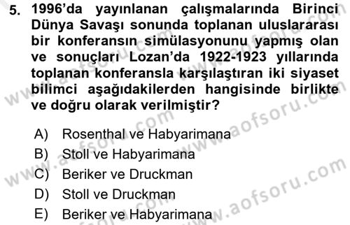 Uluslararası İlişkilerde Araştırma Yöntemleri Dersi 2015 - 2016 Yılı (Vize) Ara Sınav Soruları 5. Soru