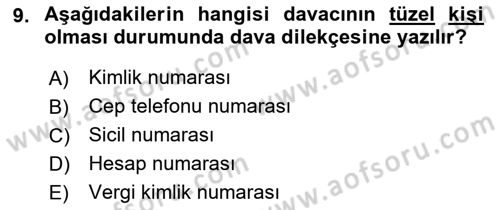 Hukuk Dili Ve Adli Yazışmalar Dersi 2021 - 2022 Yılı (Vize) Ara Sınav Soruları 9. Soru