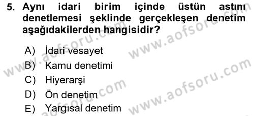 İdari Yargı Dersi 2016 - 2017 Yılı (Vize) Ara Sınav Soruları 5. Soru