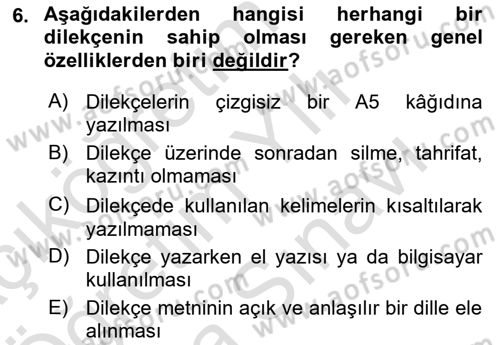 Hukuk Dili Ve Adli Yazışmalar Dersi 2021 - 2022 Yılı (Vize) Ara Sınav Soruları 6. Soru