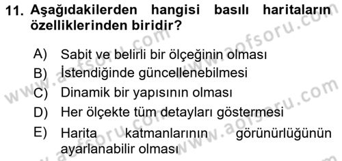 Kent, Planlama ve Afet Risk Yönetimi Dersi 2021 - 2022 Yılı (Vize) Ara Sınav Soruları 11. Soru