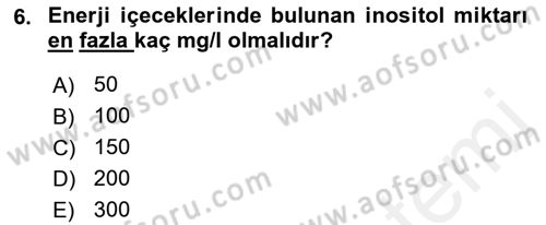İçecek Bilgisi Dersi 2018 - 2019 Yılı (Vize) Ara Sınav Soruları 6. Soru
